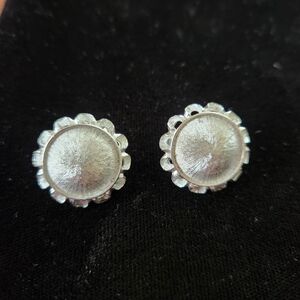 VERSATILE VINTAGE BRUSHRD SILVERTONE CLIP EARRINGS